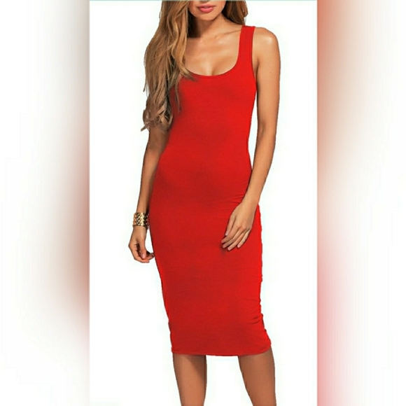 Premium Cotton Sleeveless Premium Bodycon Midi Dress - Picture 5 of 8
